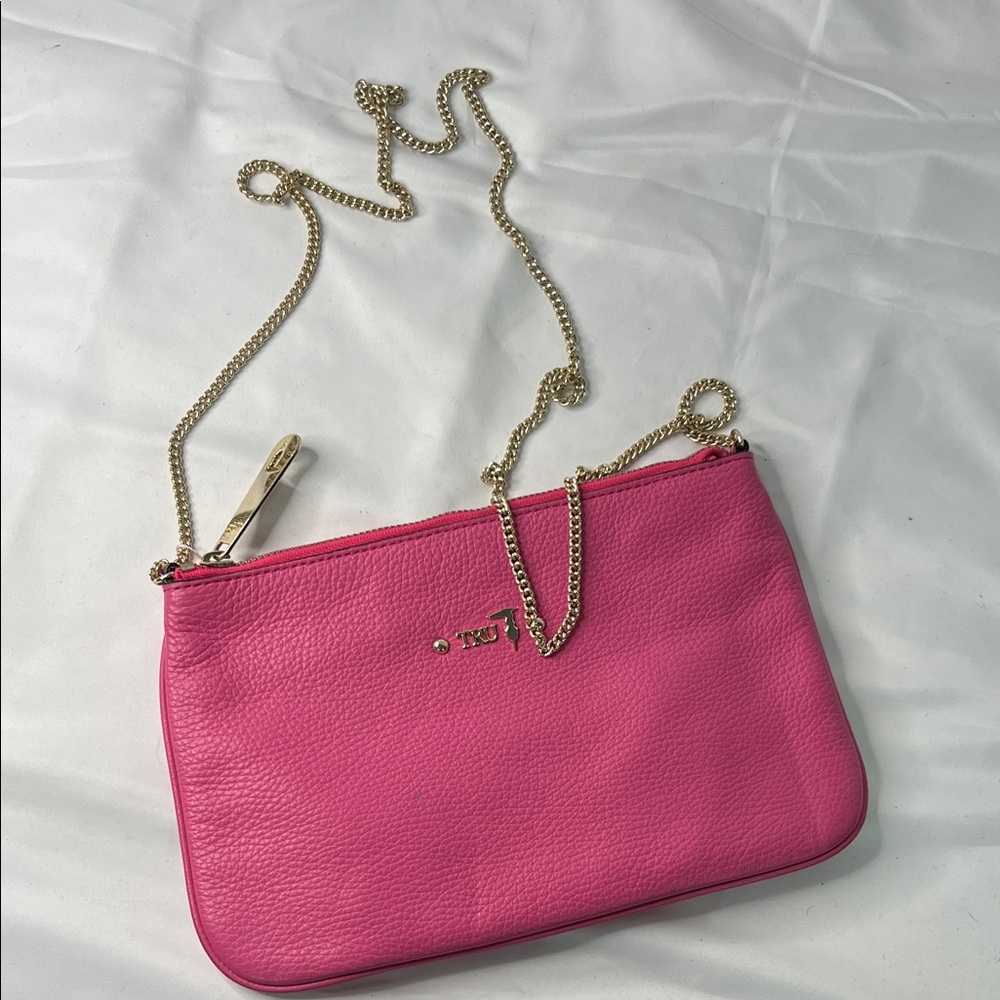 Trussardi Vibrant Pink Crossbody Bag with Gold Chain